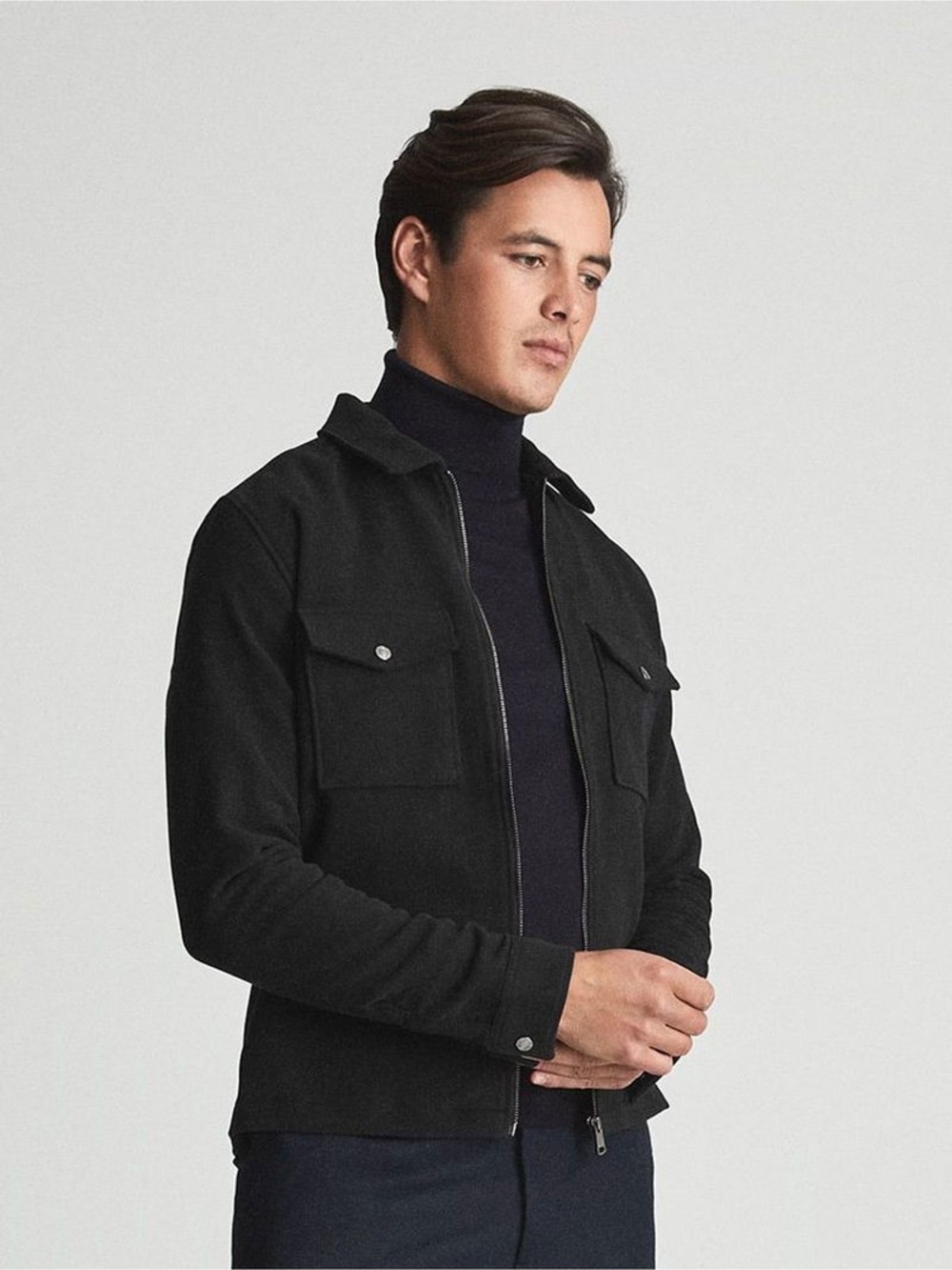 Reiss Vice Zip Through Men’s Overshirt Jacket 100% Cotton